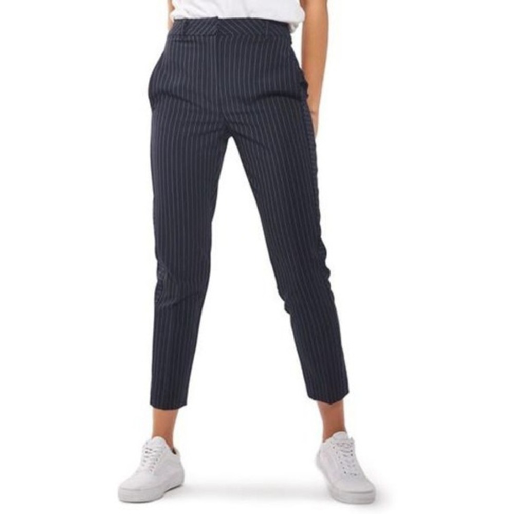 Topshop cropped pinstripe trousers
